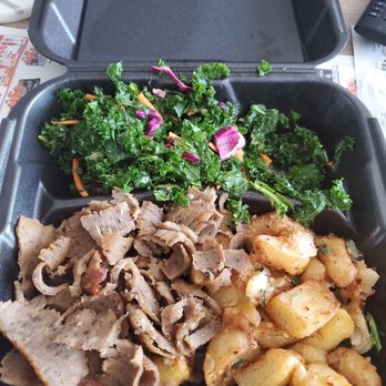 Pita Grill Express - Gyro plate with garlic potatos and what should have been a beet salad. - Mediterranean Near Me - Orange, California