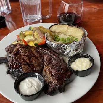 Stage Coach Grille - Ribeye steak, vegetables, and potato - Seafood Near Me - La Verkin, Utah Stage Coach Grille - Ribeye steak, vegetables, and potato - Seafood Near Me - La Verkin, Utah