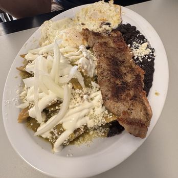Salt & Pepper - Chilaquiles dish with grilled steak and eggs. All delicious - Mexican Near Me - Atlantic City, New Jersey Salt & Pepper - Chilaquiles dish with grilled steak and eggs. All delicious - Mexican Near Me - Atlantic City, New Jersey