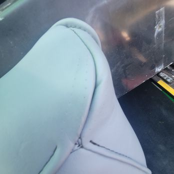 Xpert Upholstery Works - Needle holes from backing up sewing machine. - Auto Upholstery Near Me - Sacramento, California Xpert Upholstery Works - Needle holes from backing up sewing machine. - Auto Upholstery Near Me - Sacramento, California