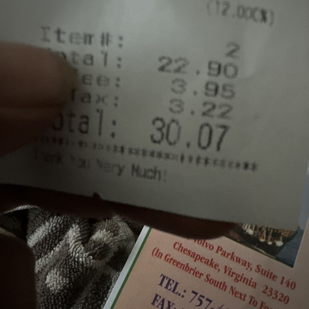 China Chef - a receipt for a chinese restaurant - Chinese Near Me - Chesapeake, Virginia