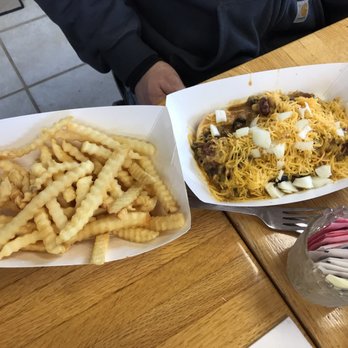 Big Dave & Holly's - Chili dog with a side of fries. - American Near Me - Le Claire, Iowa