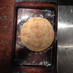 This is the way i found my pie, ruined when the Pryex pie plate exploded