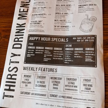 Thirsty Rooster Trail Eatery & Bar - menu - Sports Bars Near Me - St. Albert, Alberta Thirsty Rooster Trail Eatery & Bar - menu - Sports Bars Near Me - St. Albert, Alberta