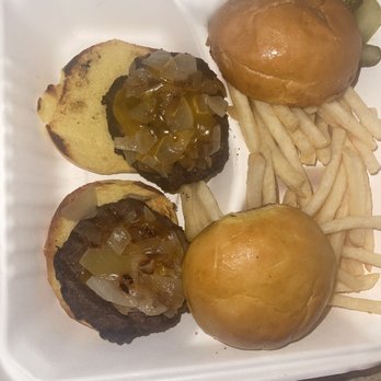 Flipside - Sliders with onions, pickles, and side fries - Burgers Near Me - Oakland, California Flipside - Sliders with onions, pickles, and side fries - Burgers Near Me - Oakland, California