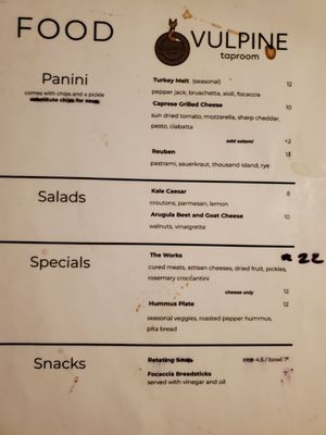 Menu photo 4 Vulpine Taproom Lake Forest Park, WA