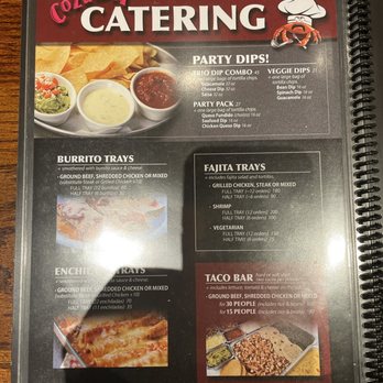 Cozumel - a menu for a mexican restaurant - Mexican Near Me - Westlake, Ohio
