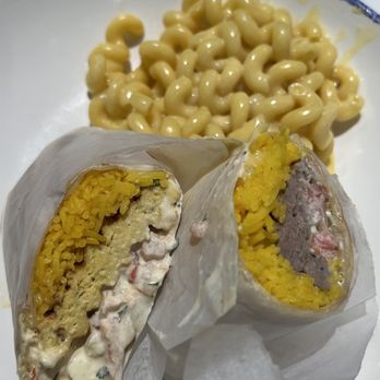 Tazā - Two half wraps with a side of Mac and cheese - Mediterranean Near Me - Chanhassen, Minnesota