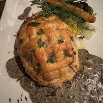 Kula Lodge & Restaurant - Beef Wellington with wild mushroom duxelles and sauce - Breakfast & Brunch Near Me - Kula, Hawaii Kula Lodge & Restaurant - Beef Wellington with wild mushroom duxelles and sauce - Breakfast & Brunch Near Me - Kula, Hawaii