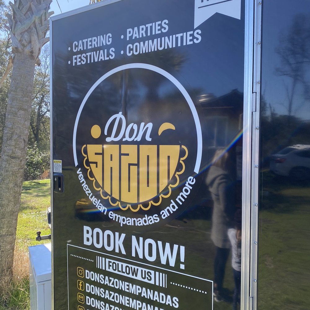 Don Sazon - a sign for the event - Food Trucks Near Me