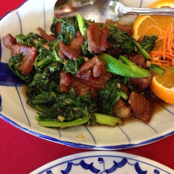 Thai Papaya Garden - Pork belly with Chinese broccoli. - Thai Near Me - Euless, Texas