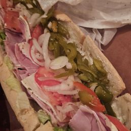 Danish ham and cheese with onions and sweet peppers Danish ham and cheese with onions and sweet peppers