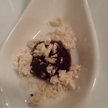 Etc. Steakhouse - Amuse bouche strawberry and tomato jam with peanut butter powder - Steakhouses Near Me - Teaneck, New Jersey