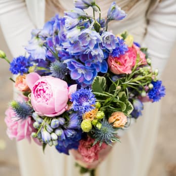 Posies - wedding bouquet with delphiniums, peonies, thistle, etc. - Florists Near Me - New York, New York Posies - wedding bouquet with delphiniums, peonies, thistle, etc. - Florists Near Me - New York, New York