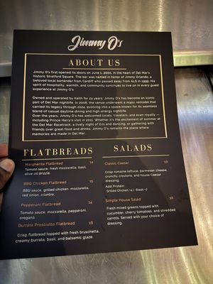 Menu photo 1 Jimmy O's Del Mar, CA Menu photo 1 Jimmy O's Del Mar, CA
