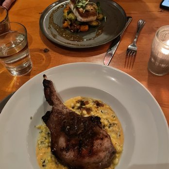 Trio American Bistro - Pork chop with elote corn risotto - New American Near Me - Jackson, Wyoming Trio American Bistro - Pork chop with elote corn risotto - New American Near Me - Jackson, Wyoming