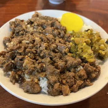Good Shine Kitchen - Minced pork with rice. On the menu it's called pork burger with rice - Chinese Near Me - Monterey Park, California Good Shine Kitchen - Minced pork with rice. On the menu it's called pork burger with rice - Chinese Near Me - Monterey Park, California