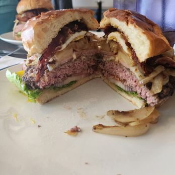 The Hideout - PERFECT medium-rare Cuban burger added grilled onions - Burgers Near Me - Morris, Illinois