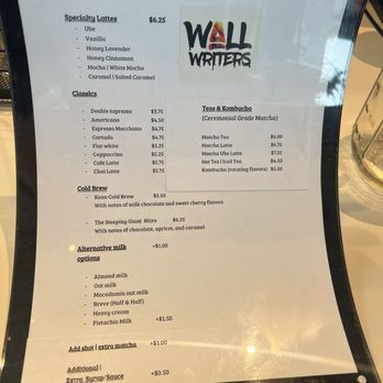 Wall Writers Coffee - Menu 09/2024 - Coffee & Tea Near Me - Irvine, California Wall Writers Coffee - Menu 09/2024 - Coffee & Tea Near Me - Irvine, California