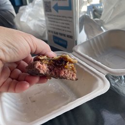 Hamburger is more on the rare side