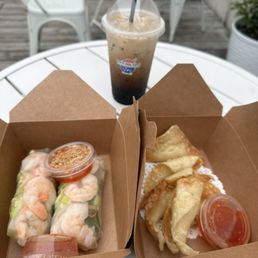 Summer rolls crab Rangoon and Thai coffee!