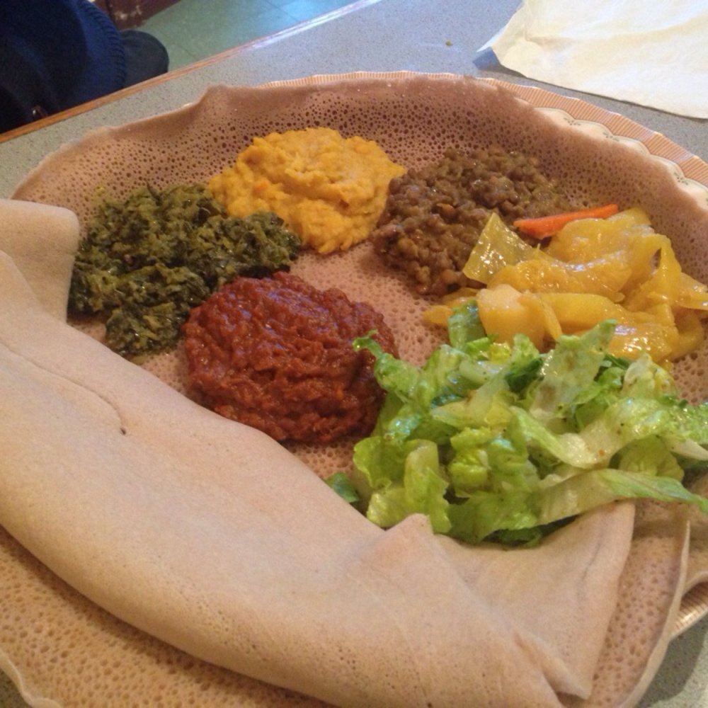 East African Cafe - Vegetarian Platter for 2 + extra injera - Ethiopian Near Me - Kitchener, Ontario East African Cafe - Vegetarian Platter for 2 + extra injera - Ethiopian Near Me - Kitchener, Ontario