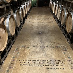 Reustle Prayer Rock Vineyards - Wine Barrels in the cave