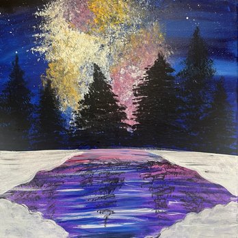 Painting with a Twist - Celestial Winter Sunset - Paint & Sip Near Me - Chesapeake, Virginia Painting with a Twist - Celestial Winter Sunset - Paint & Sip Near Me - Chesapeake, Virginia
