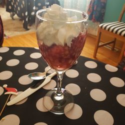 Courtney's Bohemian Tea Parlour - Dessert bite of the day was some sort of cherry, pineapple yumminess served in a wine glass