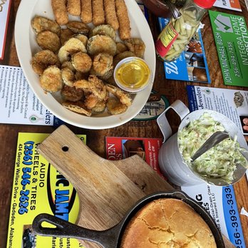 Top O the River - Fried Dill Pickles Skillet cornbread  Coleslaw Collards  Mozzarella Fried Cheese Sticks - Seafood Near Me - Gadsden, Alabama