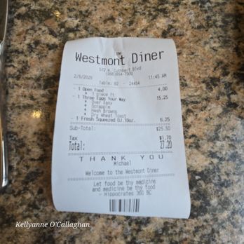 The Westmont - The price of breakfast without tip / 2.4.25 - Diners Near Me - Haddon Township, New Jersey The Westmont - The price of breakfast without tip / 2.4.25 - Diners Near Me - Haddon Township, New Jersey