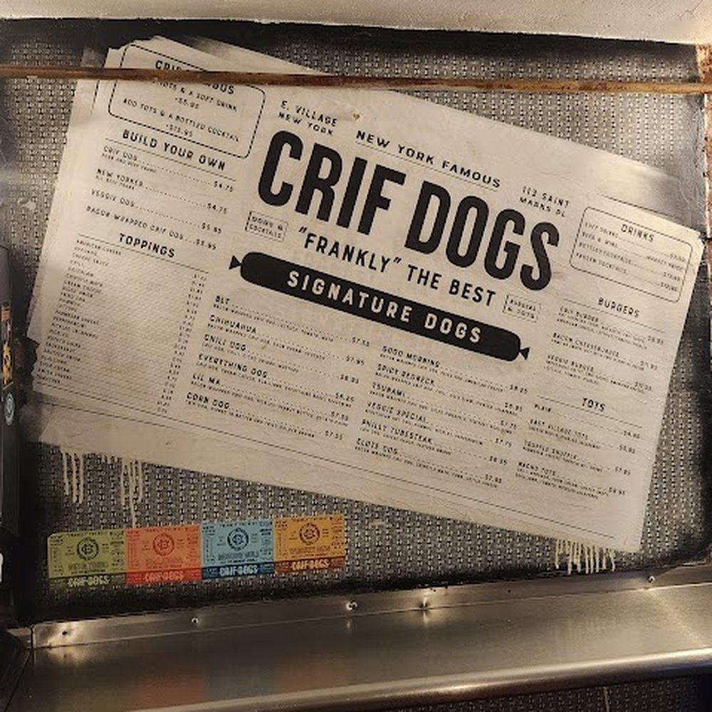 Crif Dogs - Menu - Hot Dogs Near Me - New York, New York