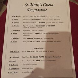 Opera at St Mark's - Program for opera "love songs" performance.  A fun thing to do in Oltrarno, minutes from Ponte Vecchio on foot.