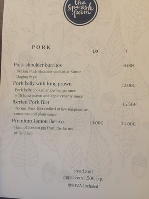 Menu photo 1 The Spanish Farm Madrid, M Menu photo 1 The Spanish Farm Madrid, M