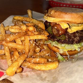 Jax Burgers - Baja Burger and Garlic Parmesan fries - Burgers Near Me - San Marcos, Texas