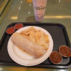 Rubio's Coastal Grill - Classic Shrimp Burrito with Chips & Salsa, & a Diet Pepsi!