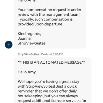 Strip View Suites - Here are the responses we continued to get from them - simply stating it was "under review" - Vacation Rentals Near Me - Las Vegas, Nevada Strip View Suites - Here are the responses we continued to get from them - simply stating it was "under review" - Vacation Rentals Near Me - Las Vegas, Nevada