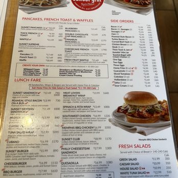 Sunset Grill - Menu (1/2) - Breakfast & Brunch Near Me - Niagara Falls, Ontario