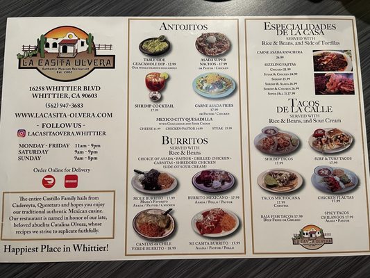 Menu photo 2 La Casita Olvera Whittier, CA Menu photo 2 La Casita Olvera Whittier, CA
