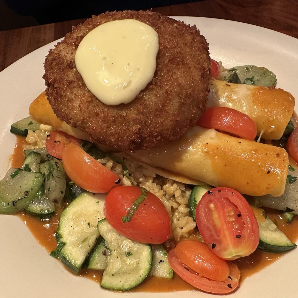 Aqui Cal-Mex - Wild crab cake and enchiladas 1/2024 - Mexican Near Me - San Jose, California Aqui Cal-Mex - Wild crab cake and enchiladas 1/2024 - Mexican Near Me - San Jose, California