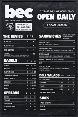 Menu photo 1 BEC Lake Worth Beach, FL Menu photo 1 BEC Lake Worth Beach, FL