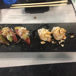 JEI Sushi - Shrimp on the flip side and Liz Special(that's me!) Excellent sushi, wonderful people, all you can eat! Now super convenient on Powers.