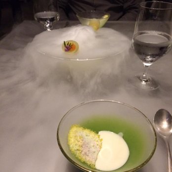 Alinea - I have a really vivid second of this dish; recalling it as if I were still there enveloped in refreshing lemon air &tasting a cold ham powde - New American Near Me - Chicago, Illinois