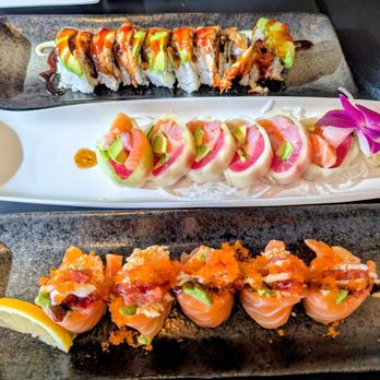 Kizuna Sushi - UFO roll and the spicy salmon lover roll - Sushi Bars Near Me - San Jose, California Kizuna Sushi - UFO roll and the spicy salmon lover roll - Sushi Bars Near Me - San Jose, California