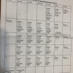 Dye Natatorium - Aug and Sept hours