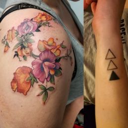 Flowers and triangles by Erin (dink_ink)