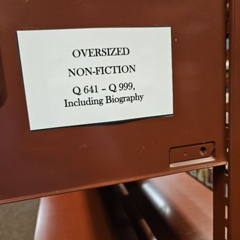 Hewlett-Woodmere Public Library - Sign for oversized books which aren't there lower level. - Libraries Near Me - Hewlett, New York Hewlett-Woodmere Public Library - Sign for oversized books which aren't there lower level. - Libraries Near Me - Hewlett, New York