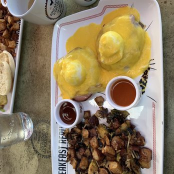 Breakfast Republic - Cluck Madame Benedict with upgraded potatoes - Breakfast & Brunch Near Me - Irvine, California