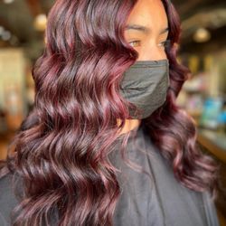 Legacy salon.spa - Gurnee Illinois salon hair color red violet long hair