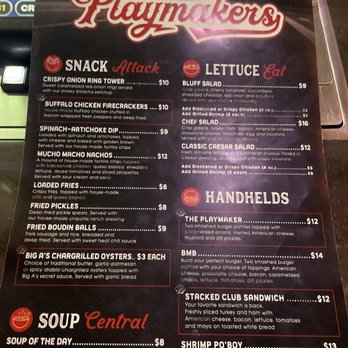Playmaker’s - Magnolia Bluffs Casino - Menu - Sports Bars Near Me - Natchez, Mississippi